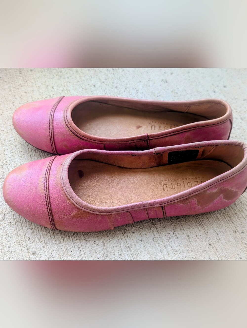 Bed Stu Pink Leather Round-Toe Ballet Flats - Picture 3 of 5